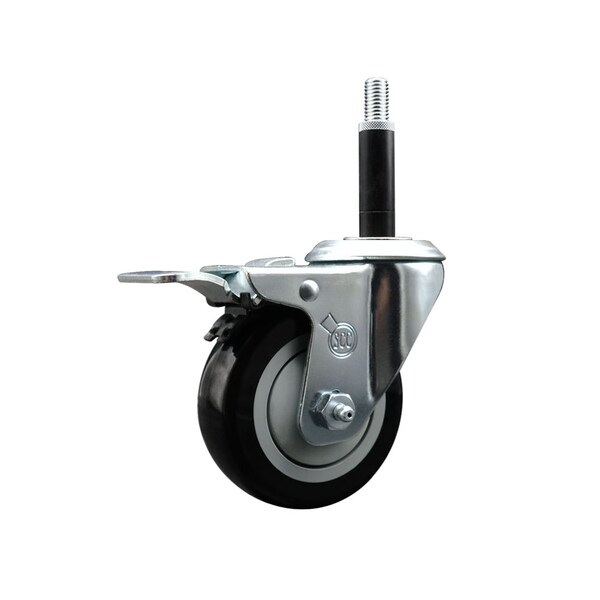 3.5'' Black Poly Swivel 3/4'' Expanding Stem Caster Total Lock Brake